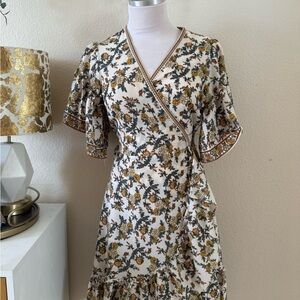 Max Studio Cream Floral Midi Dress